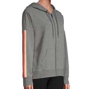Marc New York Striped-Sleeve Zip-Front Sweater